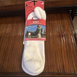 New Vintage Socks Thorlos Sport Golf Roll Top White G-15 Low Acrylic USA XL